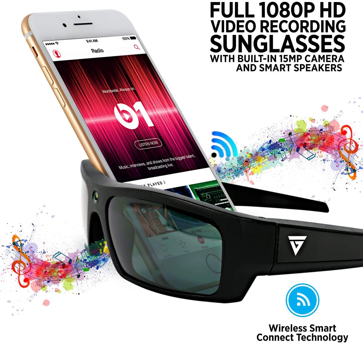 GoVision SOL 1080p HD Camera Glasses Video Recording Sport Sunglasses with Bluetooth Speakers and 15mp Camera - Black (GV-SOL1440-BK) GoVision SOL 1080p HD Camera Glasses Video Recording Sport Sunglasses with Bluetooth Speakers and 15mp Camera - Black (GV-SOL1440-BK)